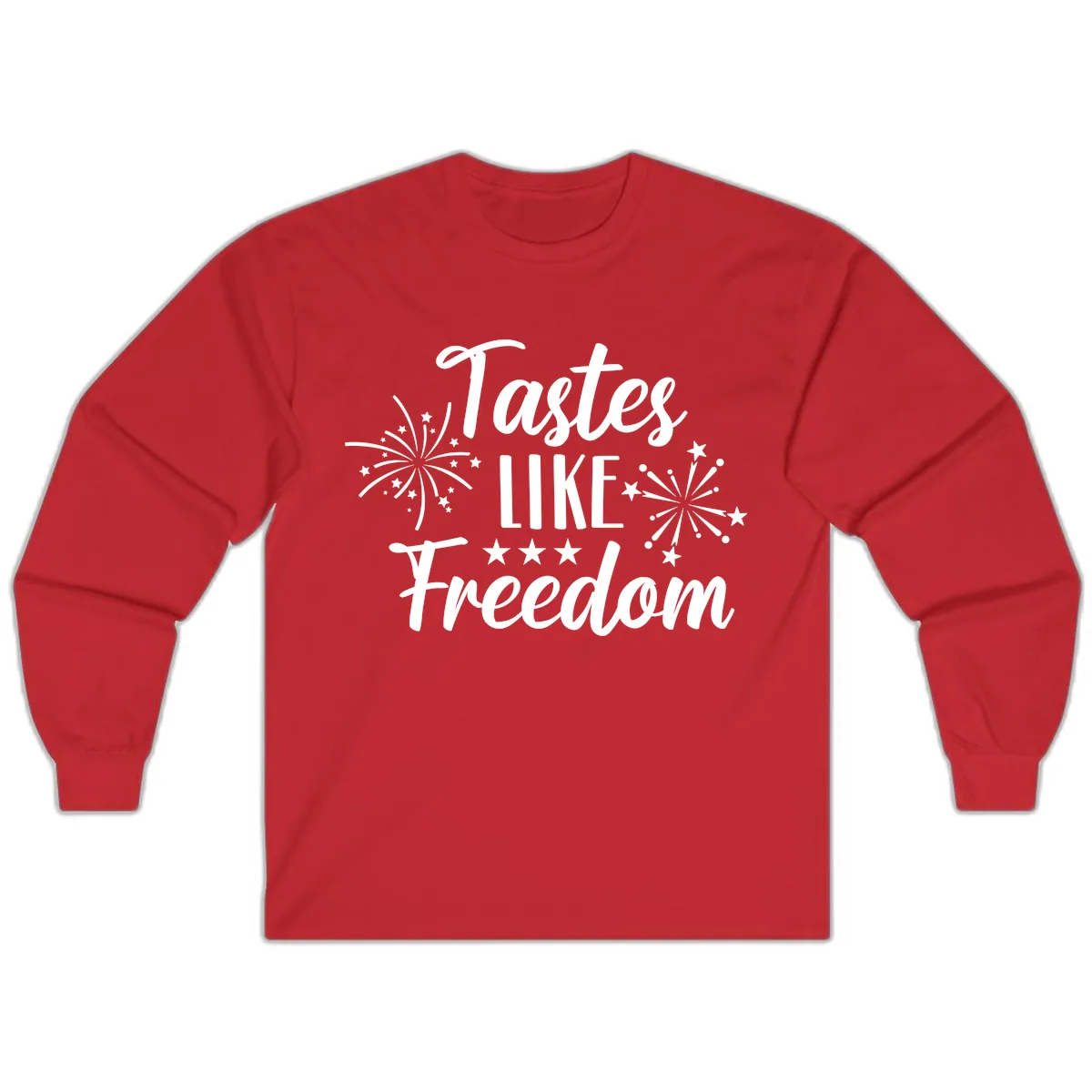 Tastes Like Freedom Fireworks Design Long Sleeve in Red
