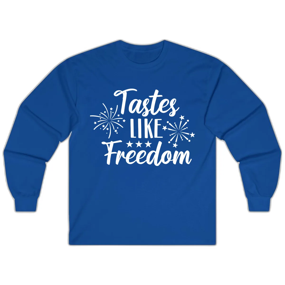 Tastes Like Freedom Fireworks Design Long Sleeve in Royal