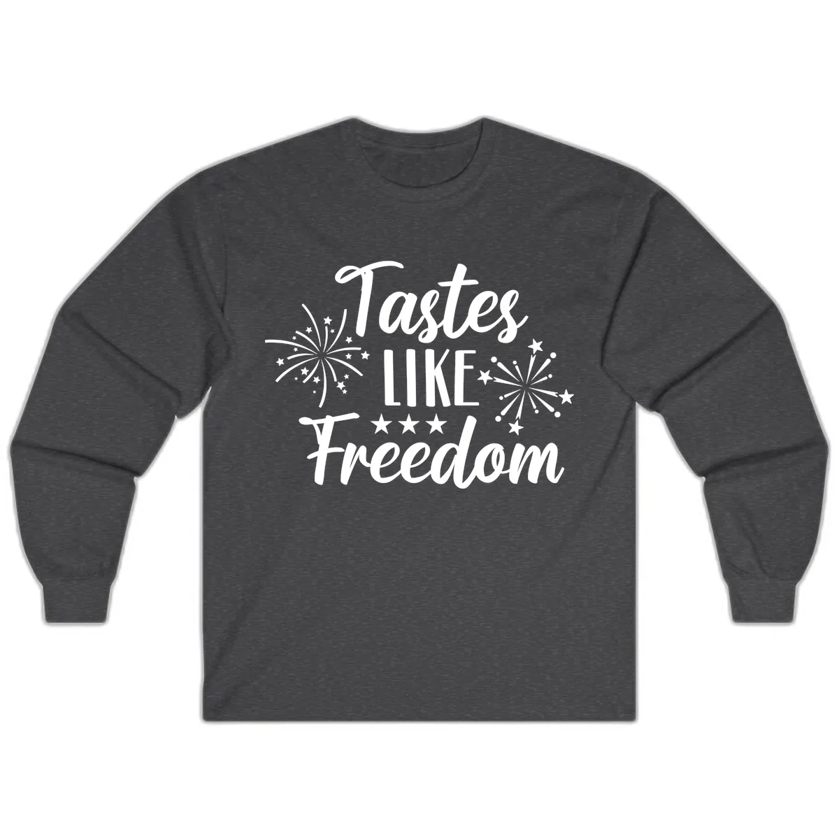 Tastes Like Freedom Fireworks Design Long Sleeve in Dark Heather
