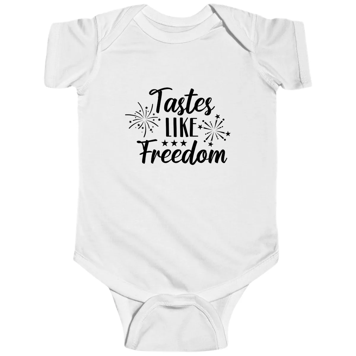 Tastes Like Freedom Fireworks Design Baby Onesie in White