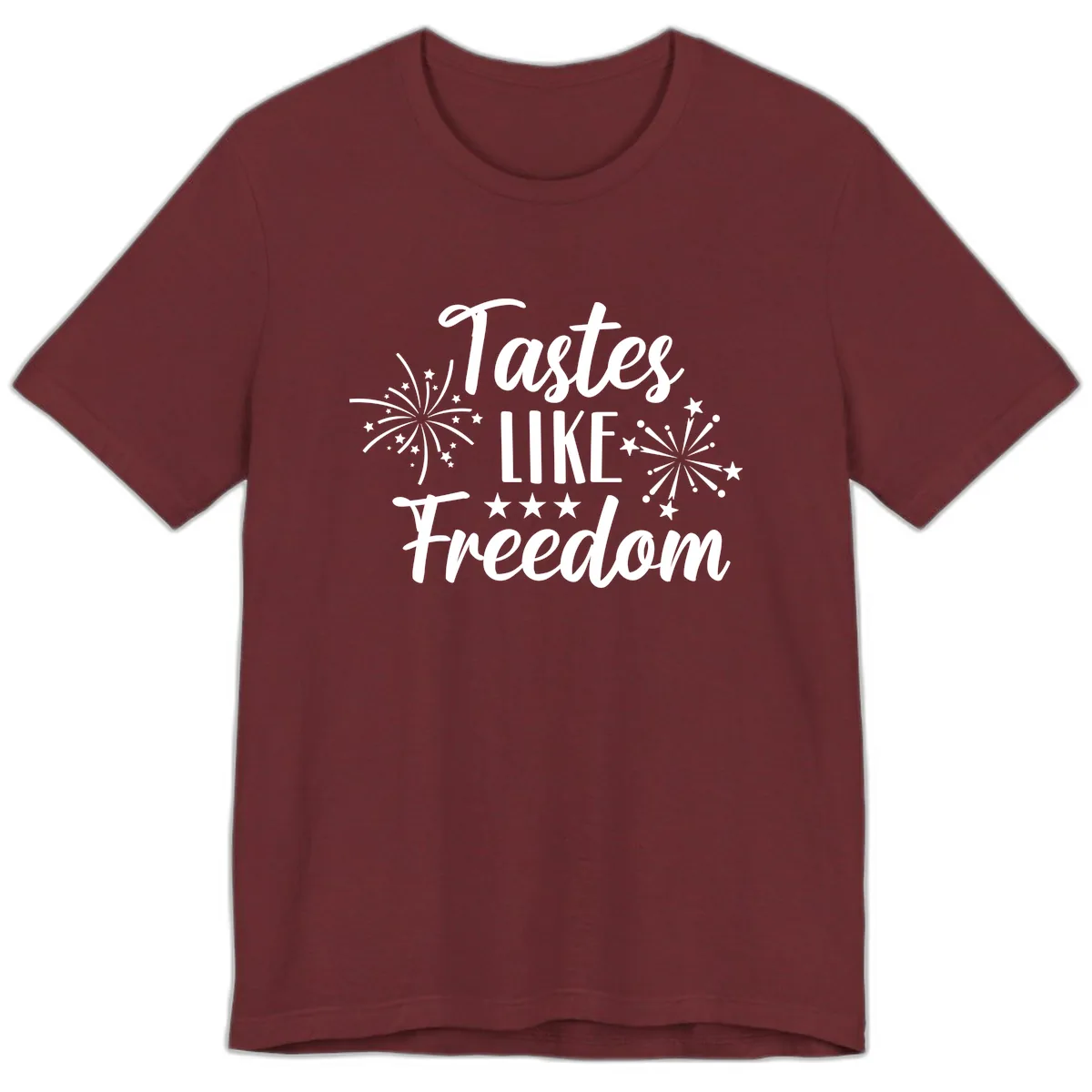 Tastes Like Freedom Fireworks Design Premium T-Shirt in Heather Cardinal