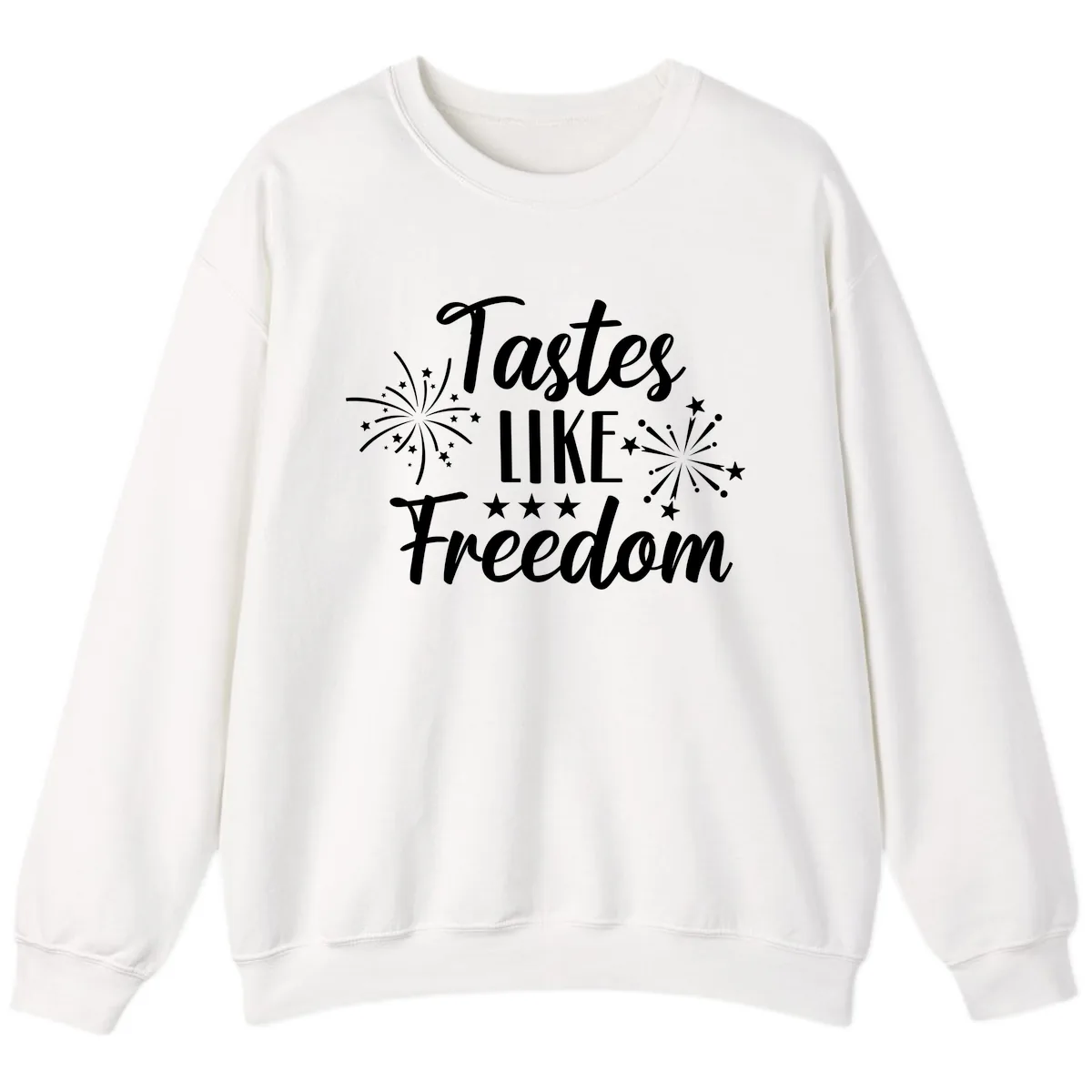Tastes Like Freedom Fireworks Design Sweatshirt in White