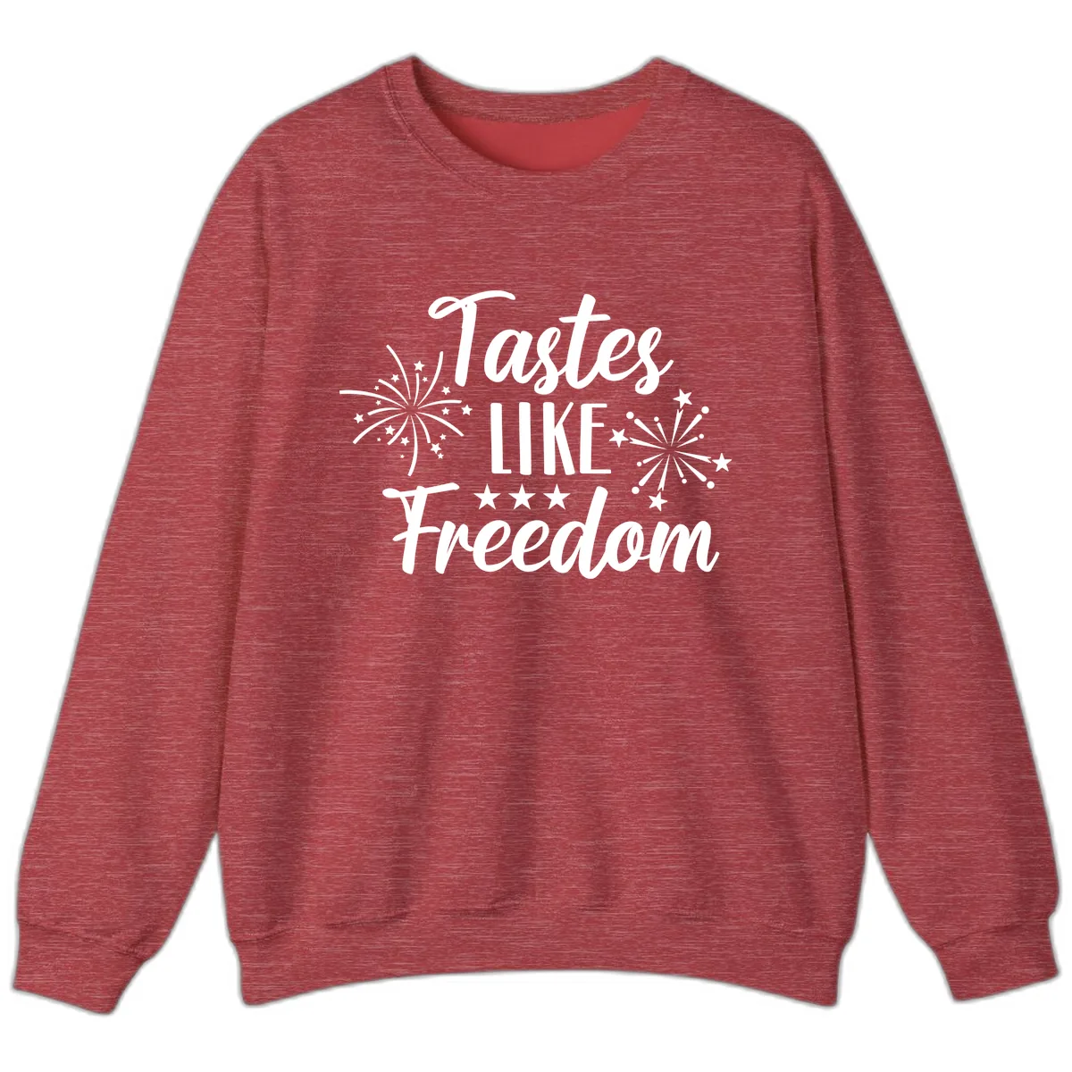 Tastes Like Freedom Fireworks Design Sweatshirt in Heather Scarlet Red