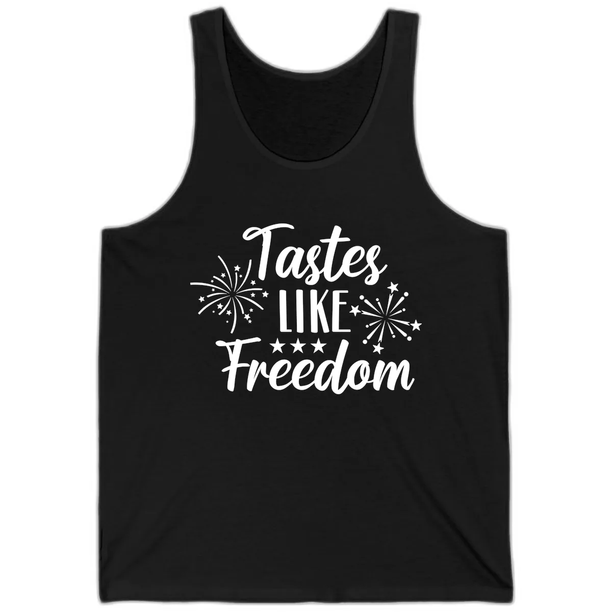 Tastes Like Freedom Fireworks Design Tank in Black