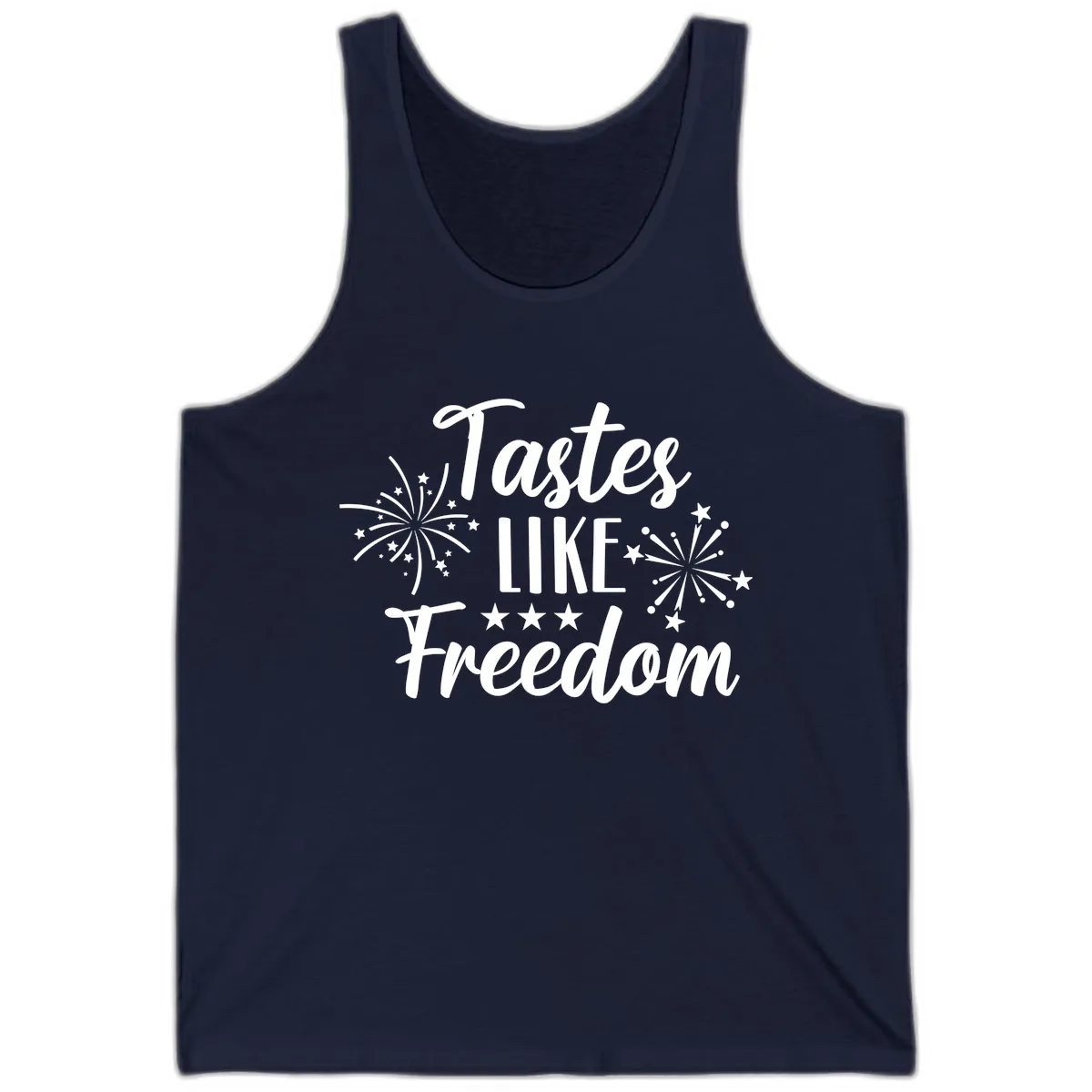 Tastes Like Freedom Fireworks Design Tank in Navy