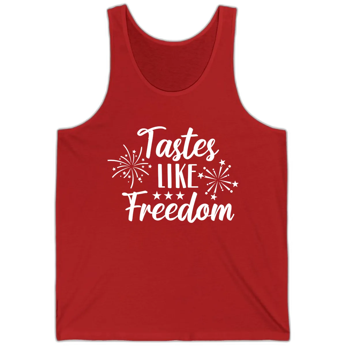 Tastes Like Freedom Fireworks Design Tank in Red