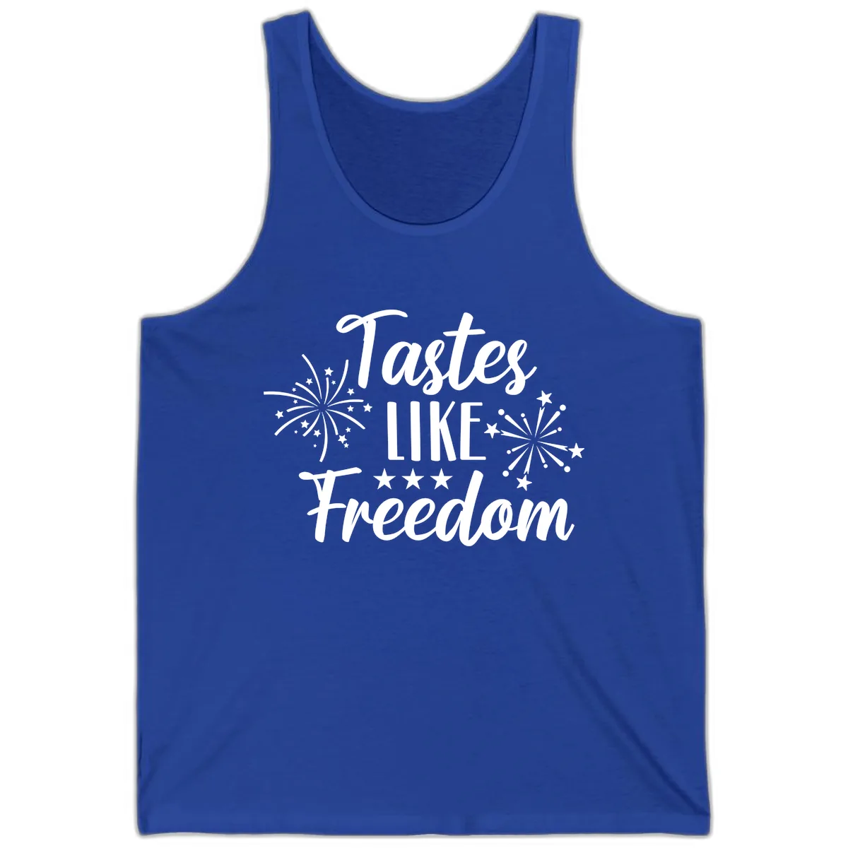 Tastes Like Freedom Fireworks Design Tank in True Royal