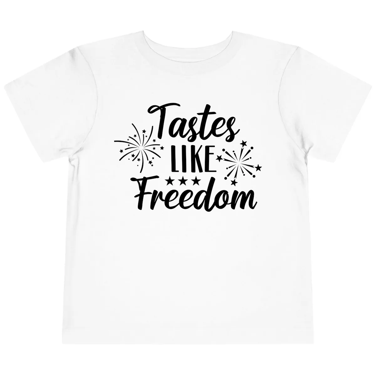 Tastes Like Freedom Fireworks Design Toddler T-Shirt in White
