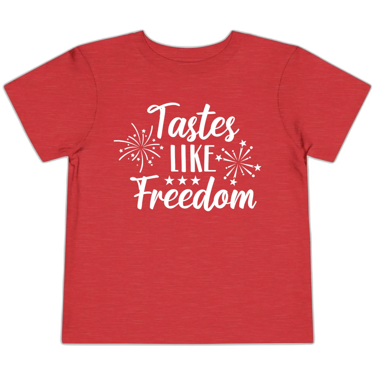 Tastes Like Freedom Fireworks Design Toddler T-Shirt in Heather Red