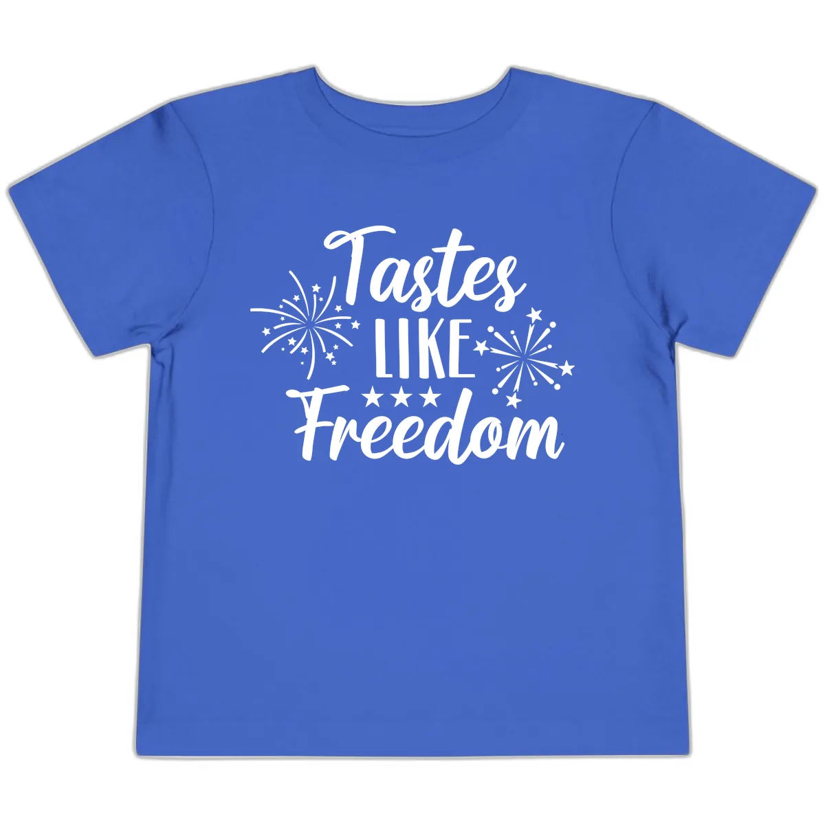 Tastes Like Freedom Fireworks Design Toddler T-Shirt in True Royal