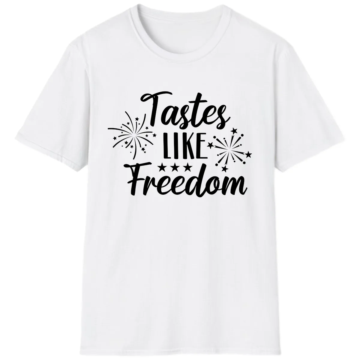 Tastes Like Freedom Fireworks Design T-Shirt in White