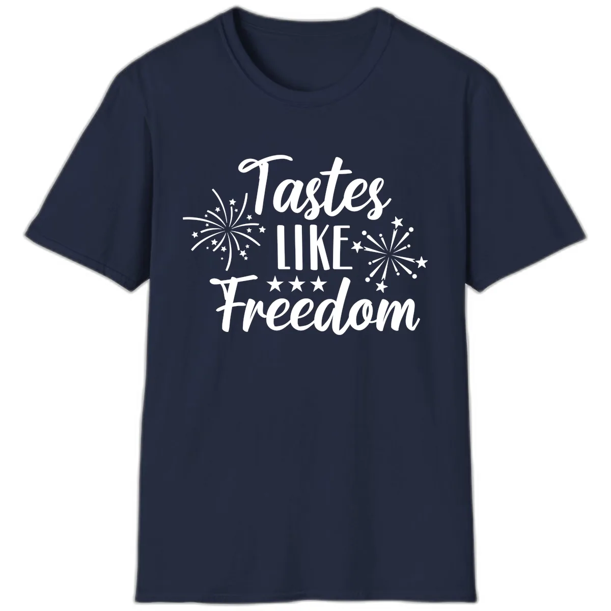 Tastes Like Freedom Fireworks Design T-Shirt in Navy