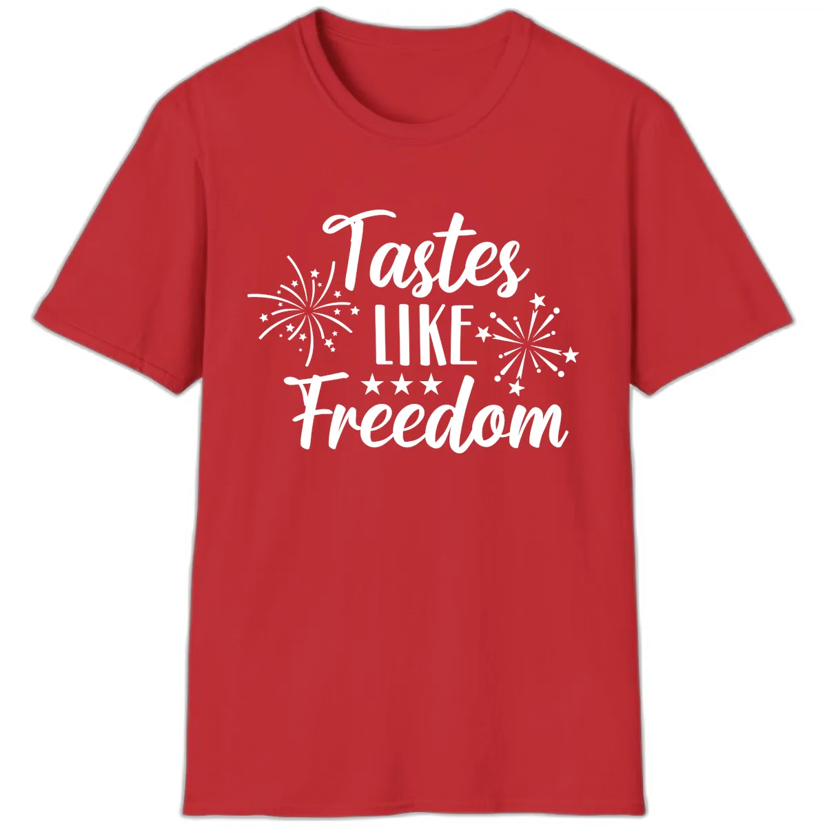 Tastes Like Freedom Fireworks Design T-Shirt in Red