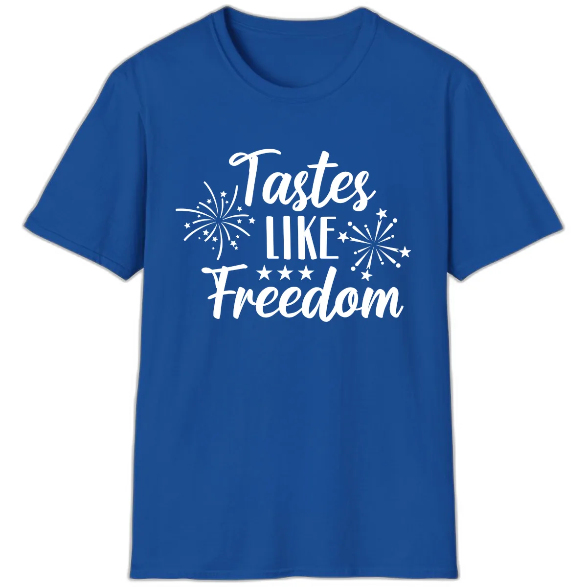 Tastes Like Freedom Fireworks Design T-Shirt in Royal