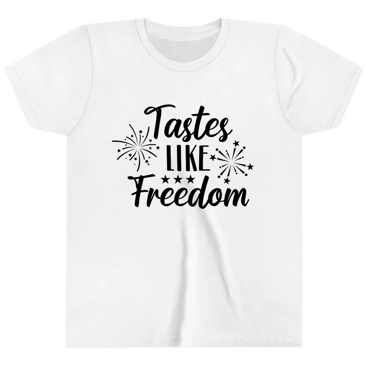 Tastes Like Freedom Fireworks Design Youth T-Shirt in White