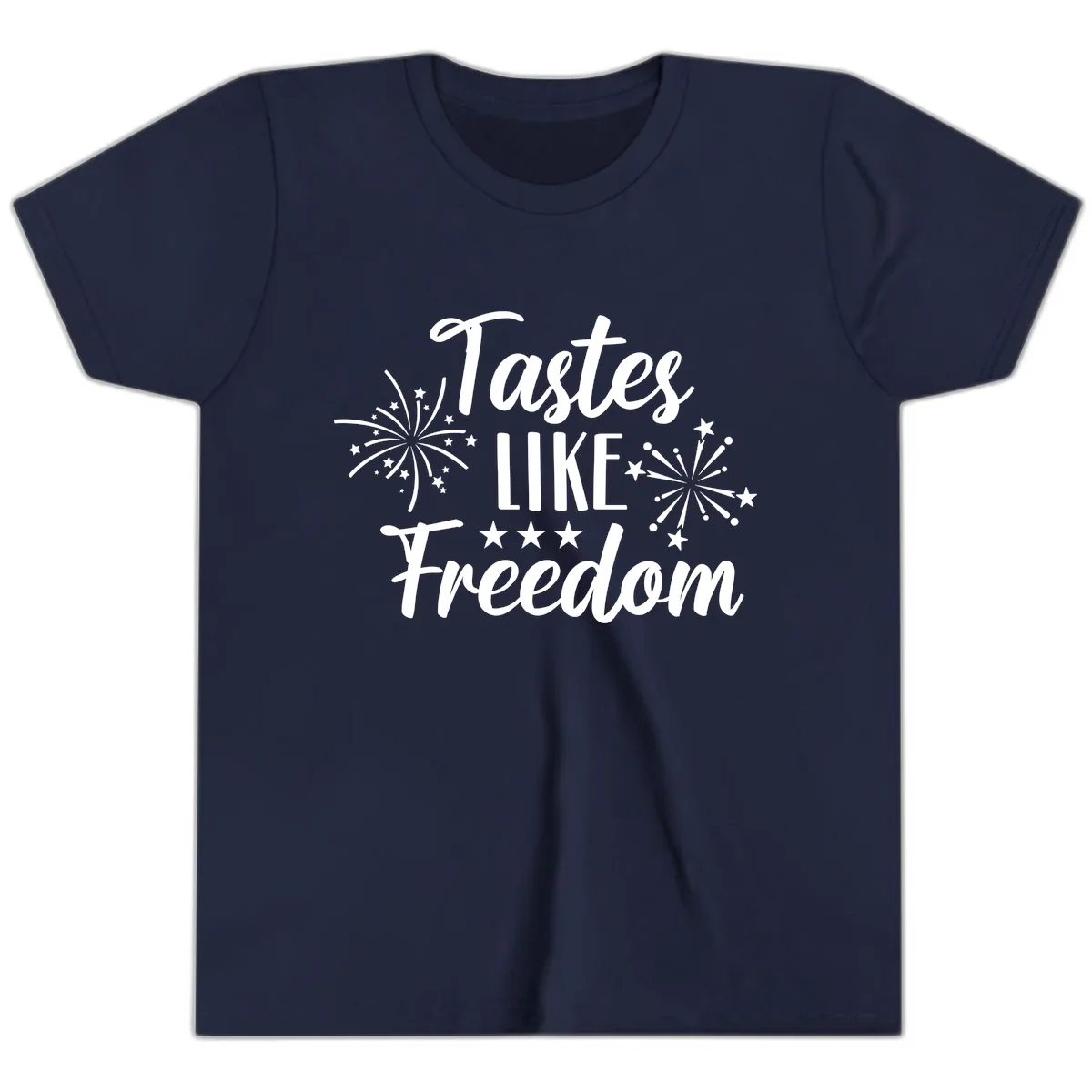 Tastes Like Freedom Fireworks Design Youth T-Shirt in Navy