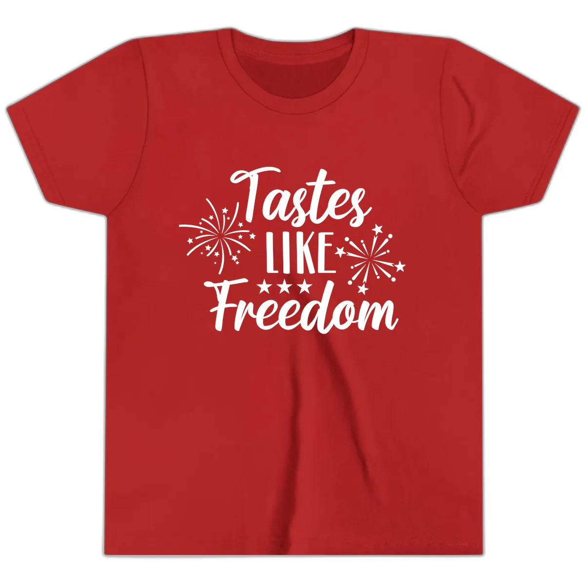Tastes Like Freedom Fireworks Design Youth T-Shirt in Red