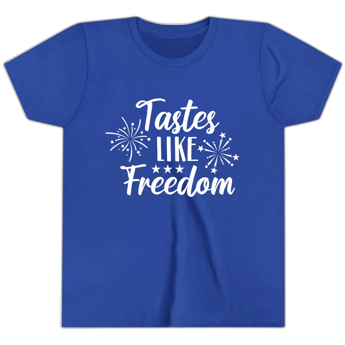 Tastes Like Freedom Fireworks Design Youth T-Shirt in True Royal