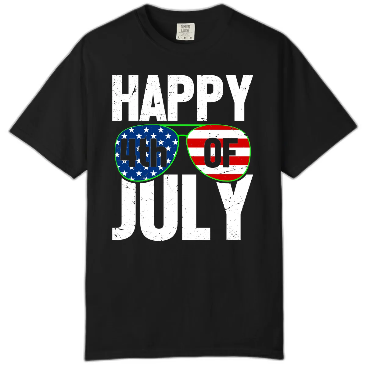 Happy Fourth Of July Sunglasses Flag Comfort Color in Black