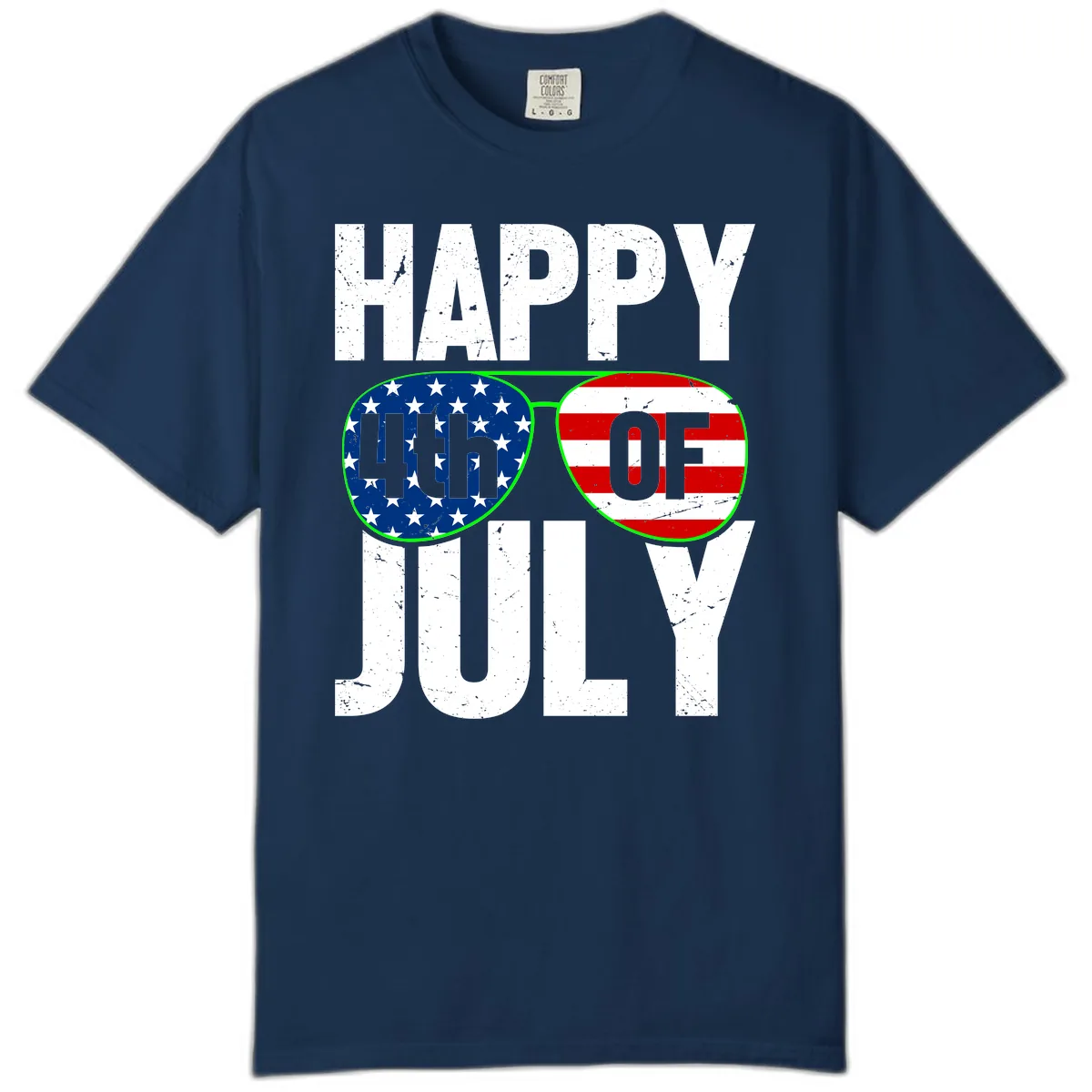Happy Fourth Of July Sunglasses Flag Comfort Color in Navy