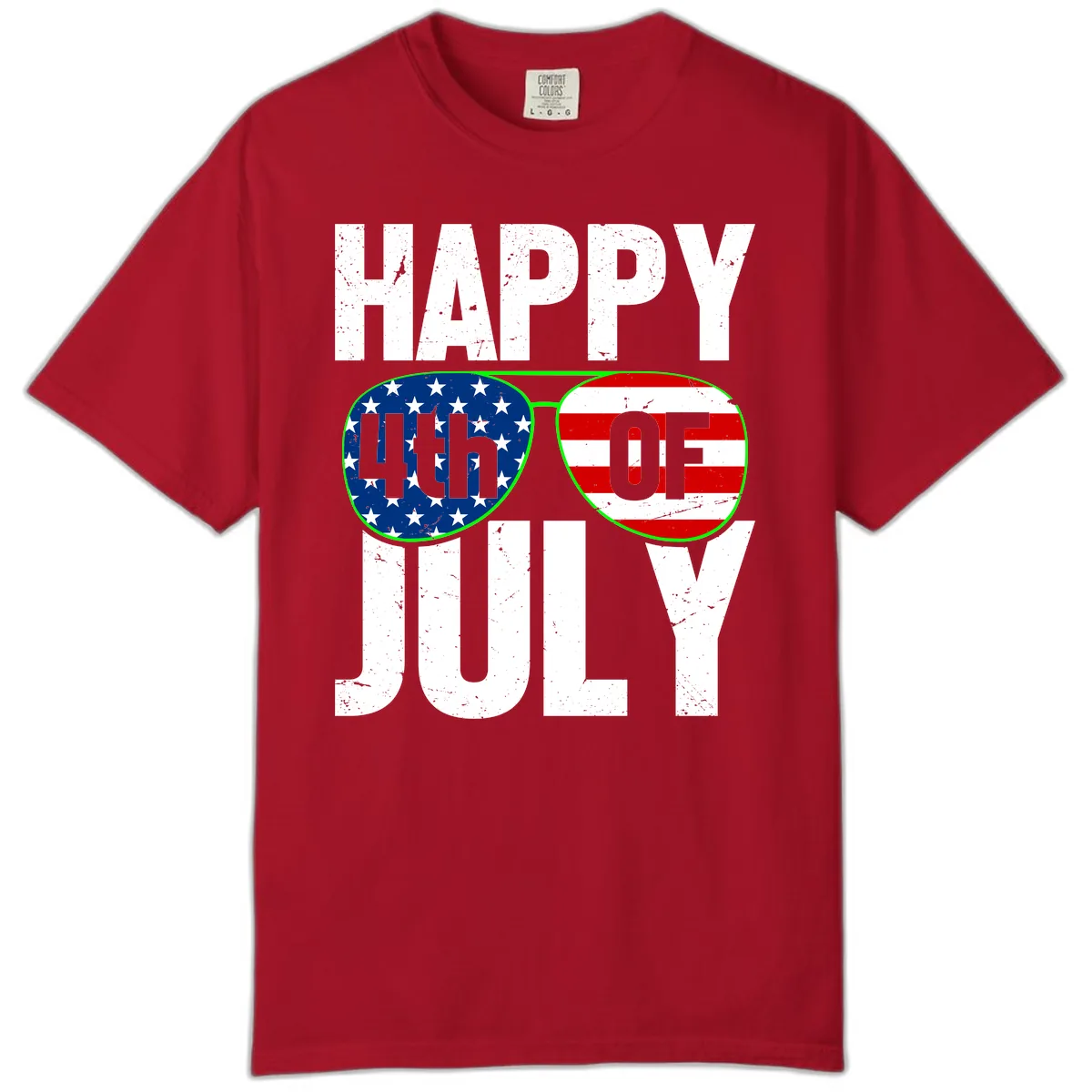 Happy Fourth Of July Sunglasses Flag Comfort Color in Red
