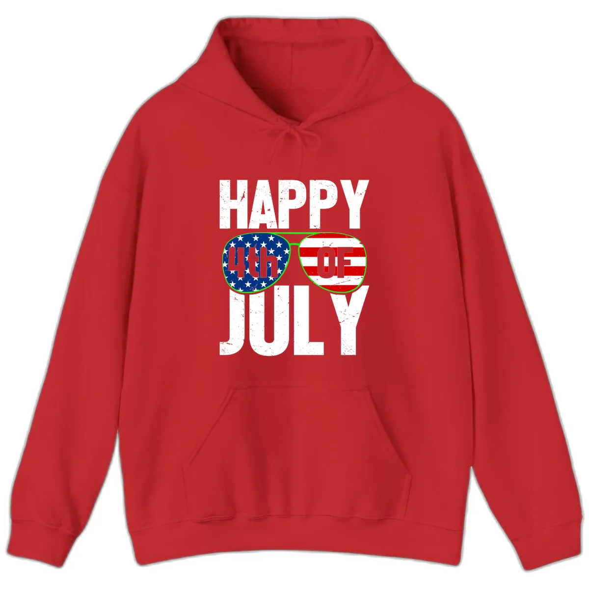 Happy Fourth Of July Sunglasses Flag Hoodie in Red