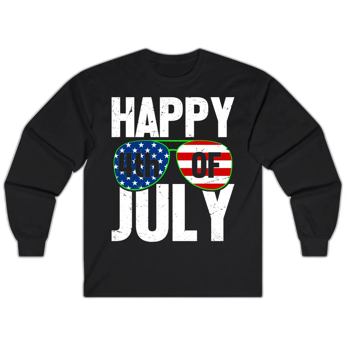 Happy Fourth Of July Sunglasses Flag Long Sleeve in Black