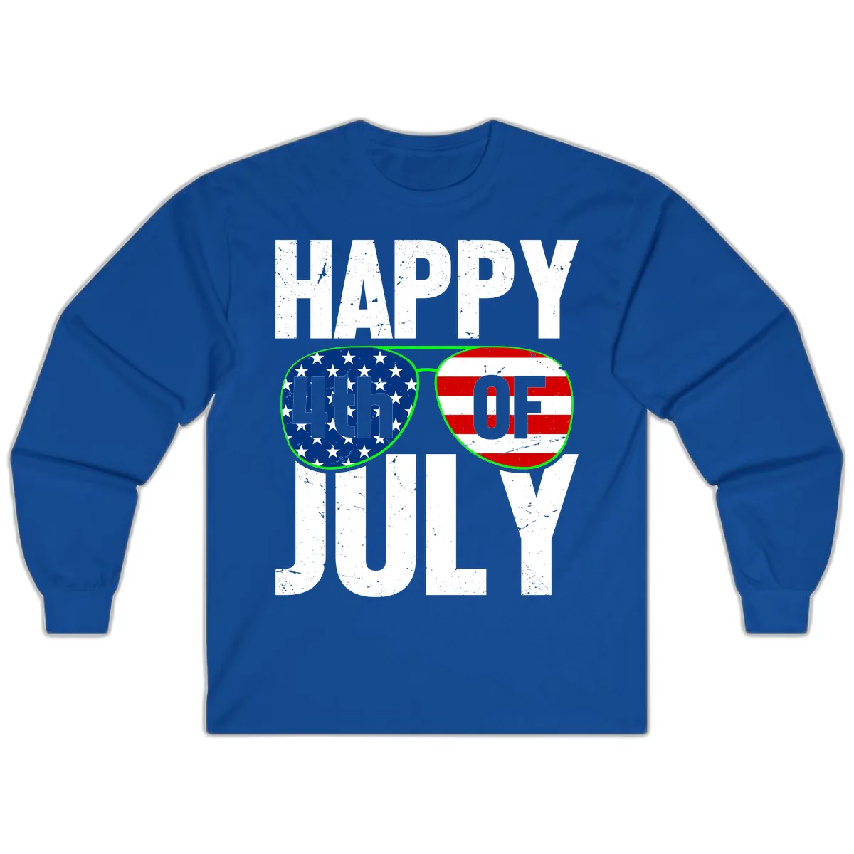 Happy Fourth Of July Sunglasses Flag Long Sleeve in Royal