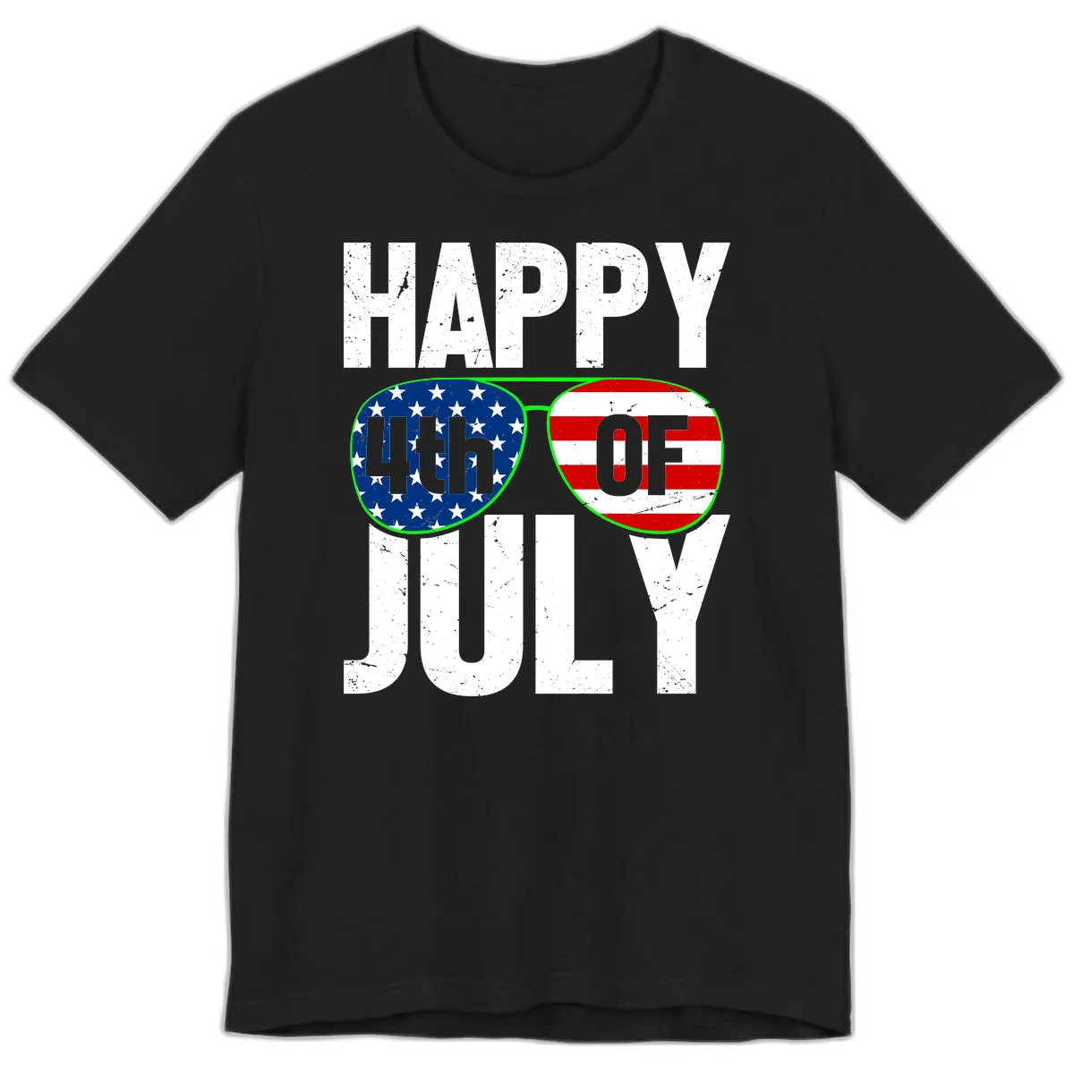 Happy Fourth Of July Sunglasses Flag Premium T-Shirt in Black