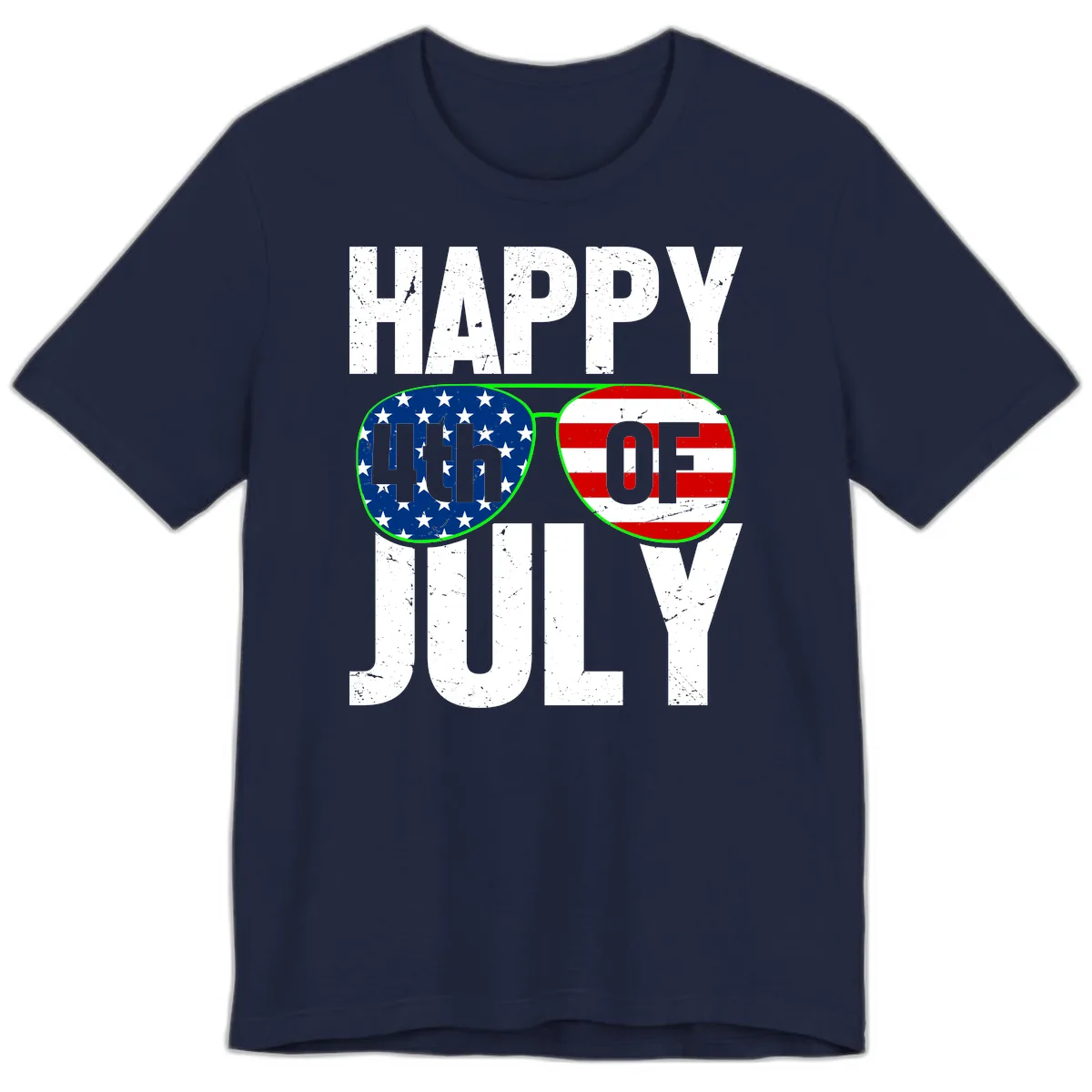 Happy Fourth Of July Sunglasses Flag Premium T-Shirt in Navy