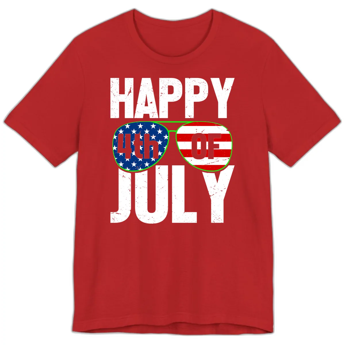 Happy Fourth Of July Sunglasses Flag Premium T-Shirt in Red