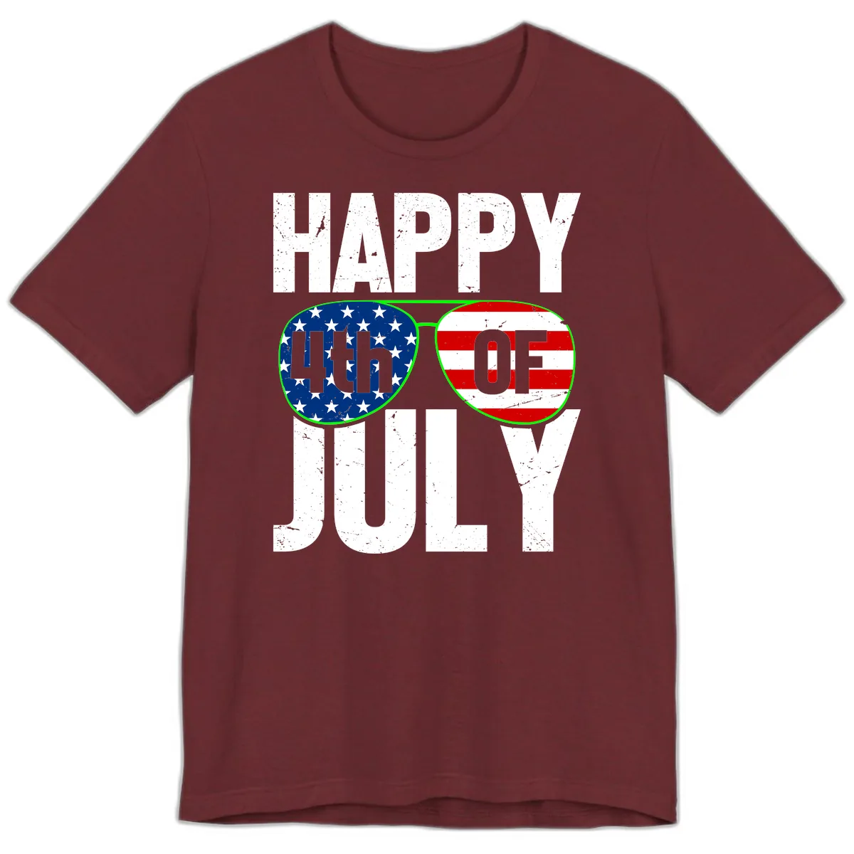 Happy Fourth Of July Sunglasses Flag Premium T-Shirt in Heather Cardinal