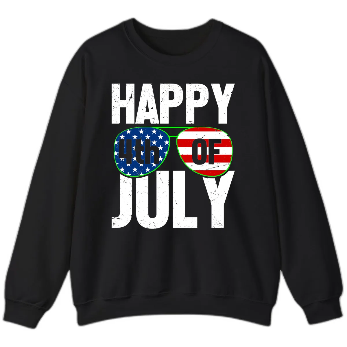 Happy Fourth Of July Sunglasses Flag Sweatshirt in Black