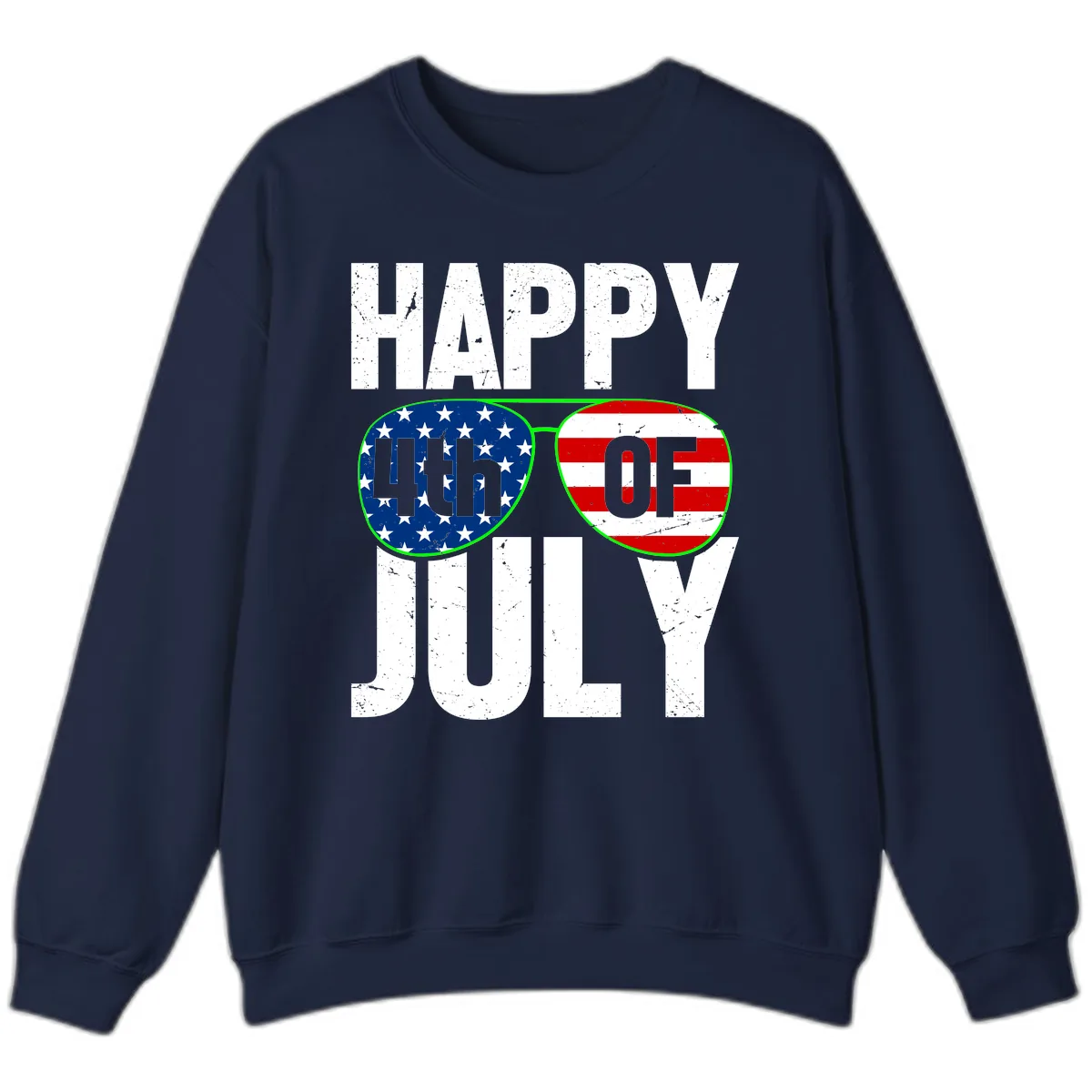 Happy Fourth Of July Sunglasses Flag Sweatshirt in Navy