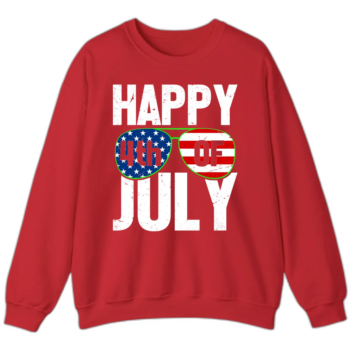 Happy Fourth Of July Sunglasses Flag Sweatshirt in Red