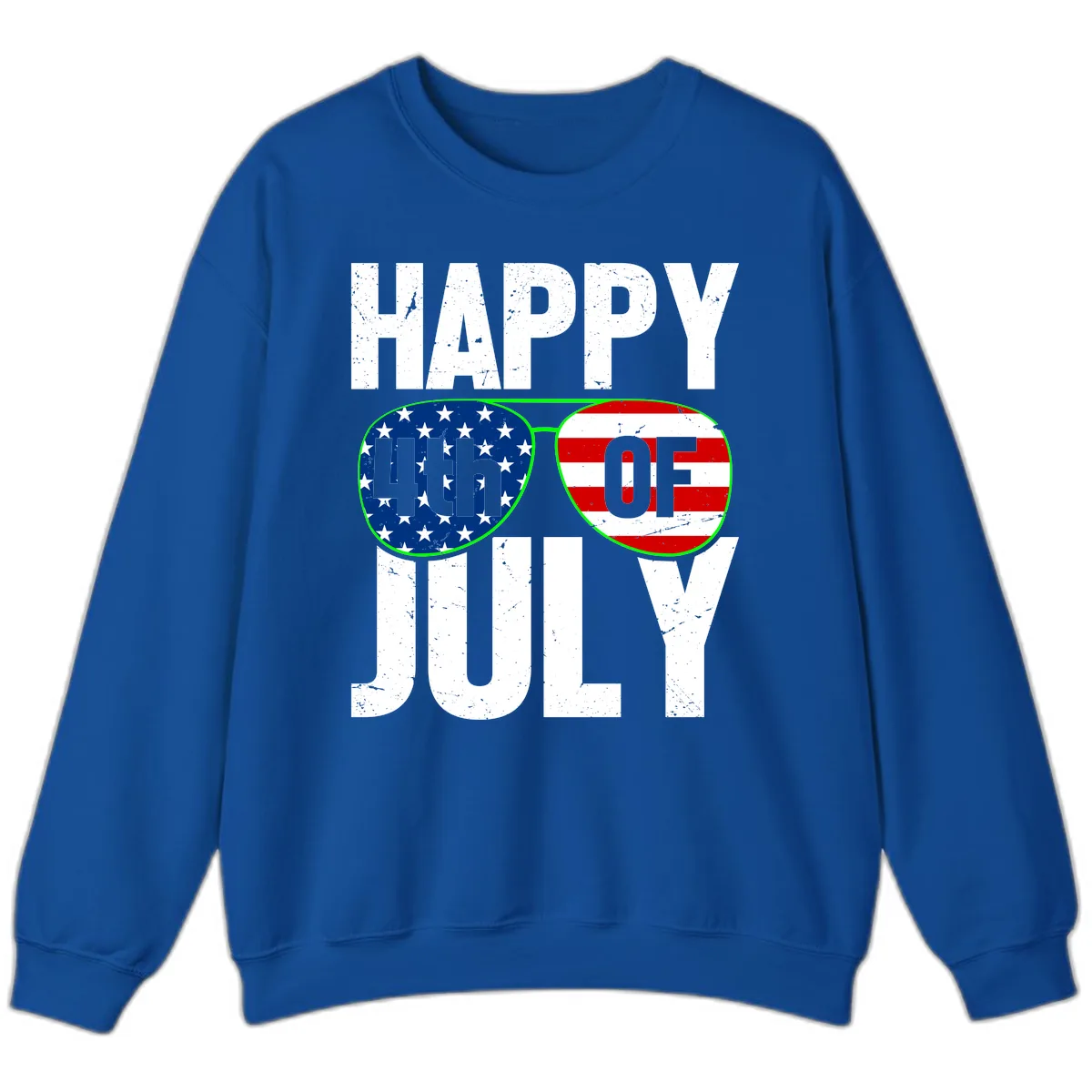 Happy Fourth Of July Sunglasses Flag Sweatshirt in Royal