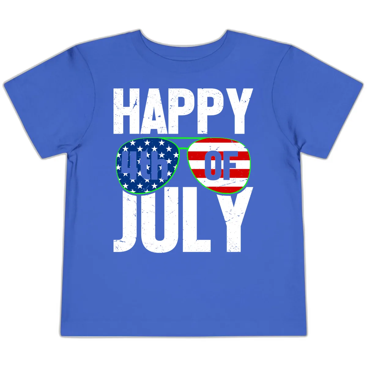 Happy Fourth Of July Sunglasses Flag Toddler T-Shirt in True Royal
