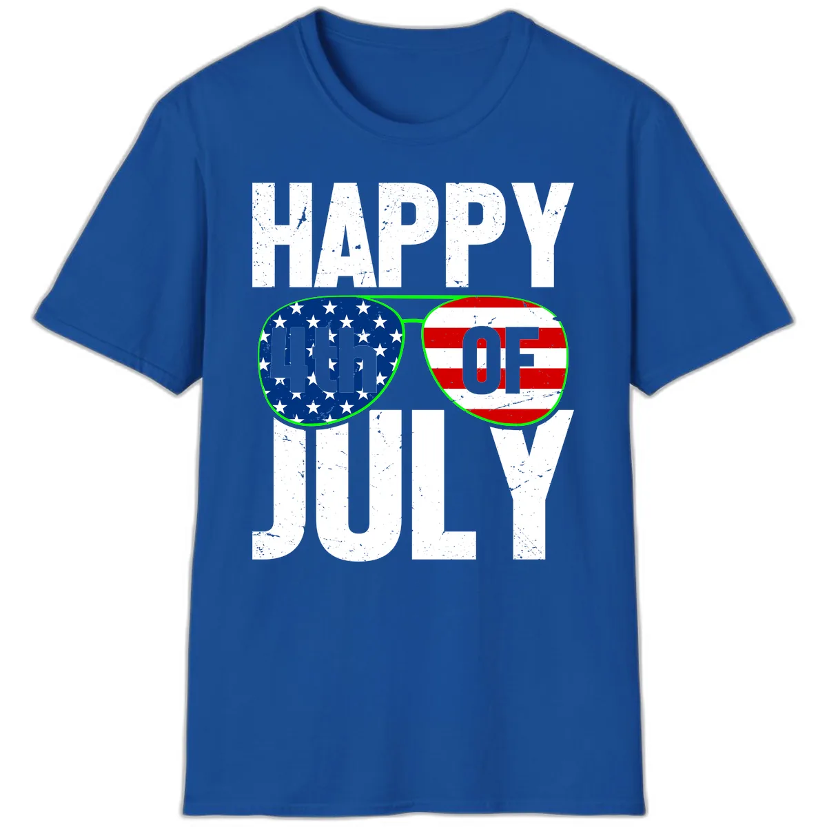 Happy Fourth Of July Sunglasses Flag T-Shirt in Royal