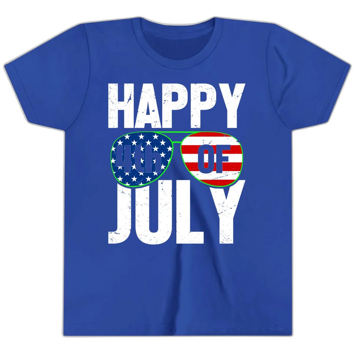 Happy Fourth Of July Sunglasses Flag Youth T-Shirt in True Royal