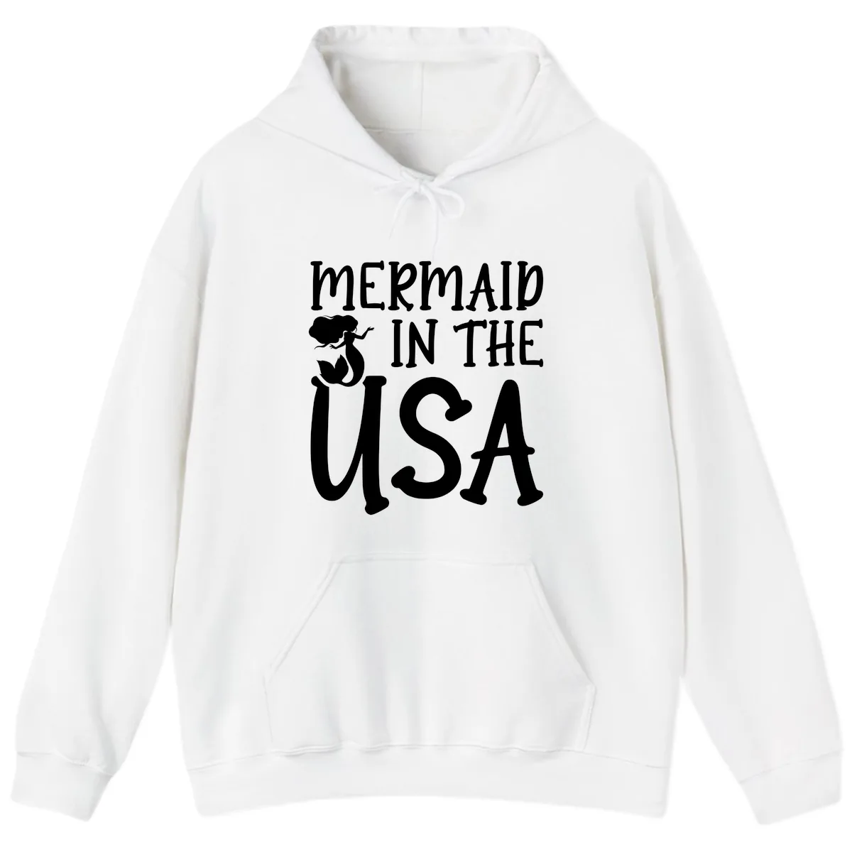 Patriotic Mermaid In The USA Summer Graphic Hoodie in White