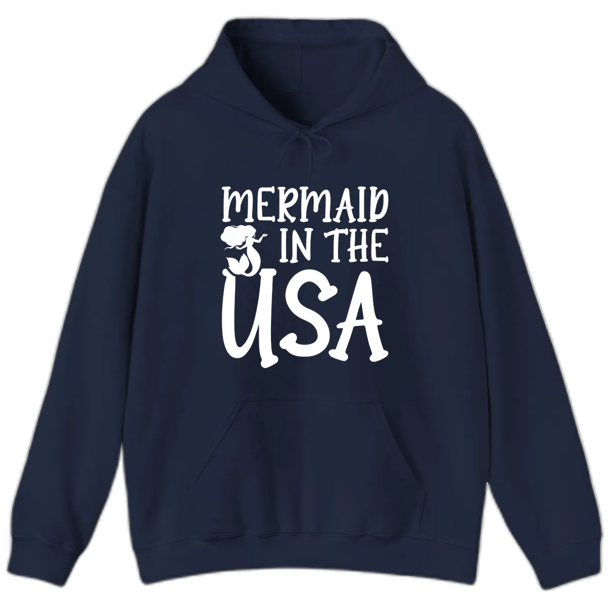 Patriotic Mermaid In The USA Summer Graphic Hoodie in Navy