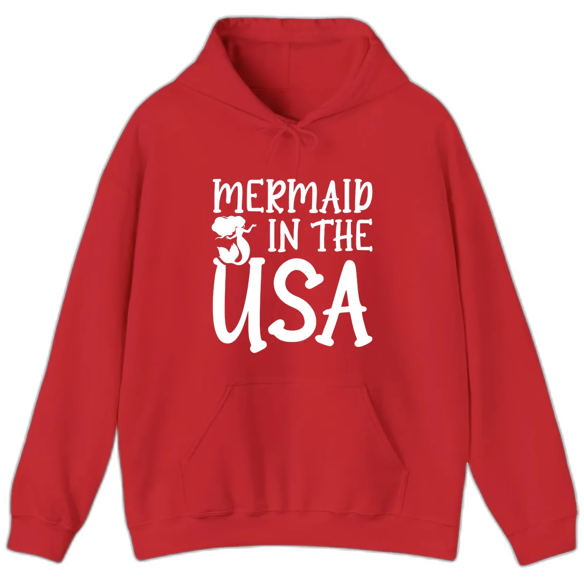 Patriotic Mermaid In The USA Summer Graphic Hoodie in Red