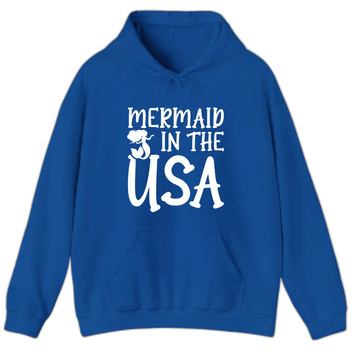 Patriotic Mermaid In The USA Summer Graphic Hoodie in Royal