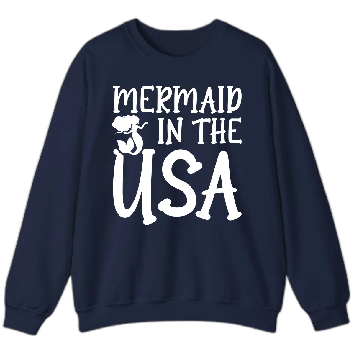 Patriotic Mermaid In The USA Summer Graphic Sweatshirt in Navy