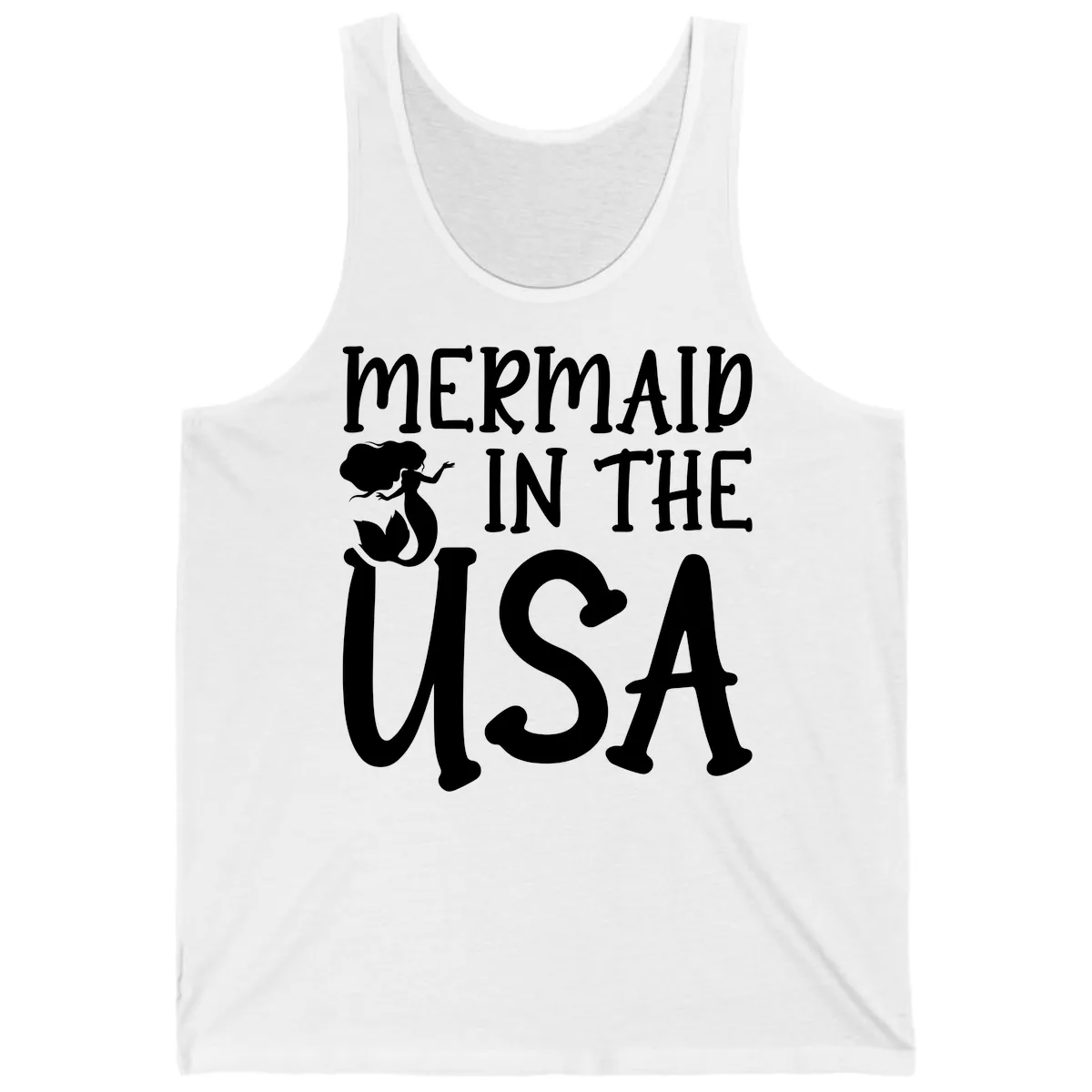 Patriotic Mermaid In The USA Summer Graphic Tank in White