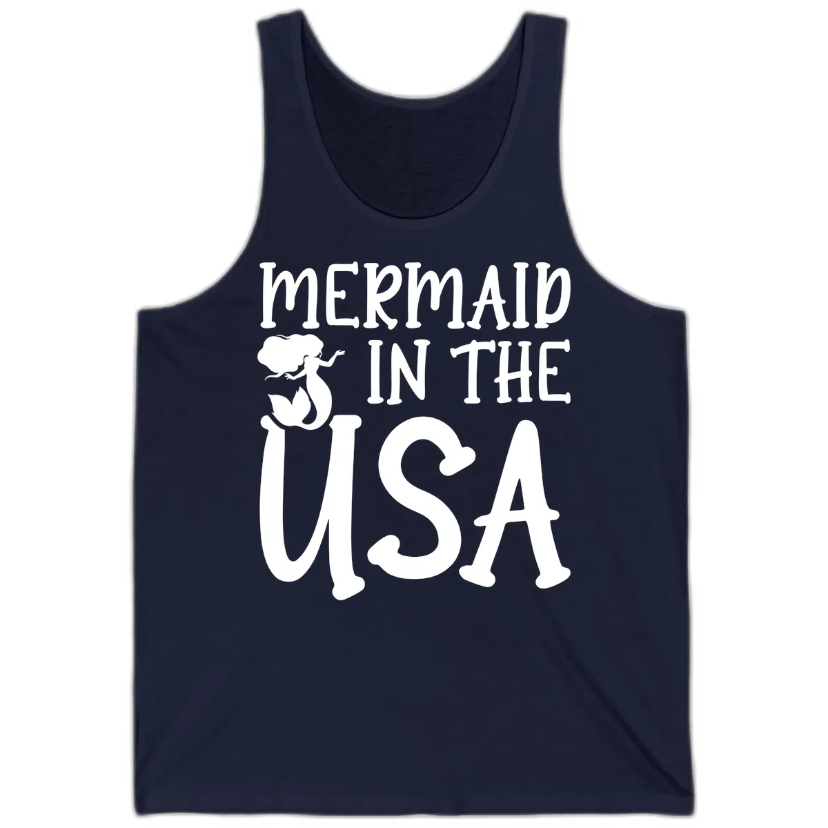 Patriotic Mermaid In The USA Summer Graphic Tank in Navy