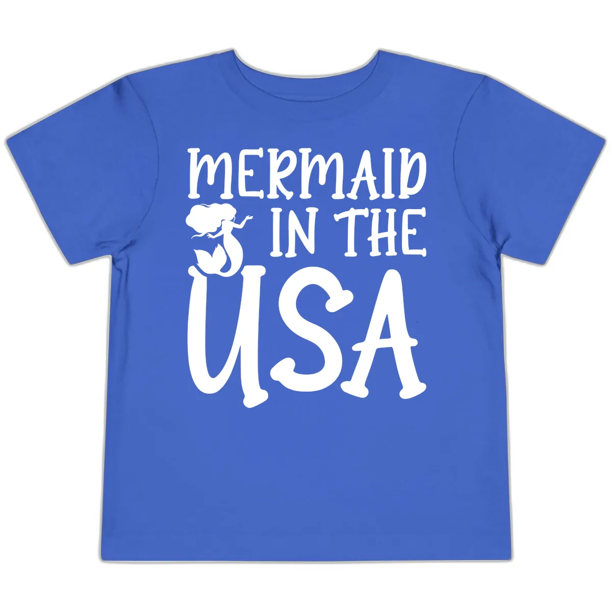 Patriotic Mermaid In The USA Summer Graphic Toddler T-Shirt in True Royal