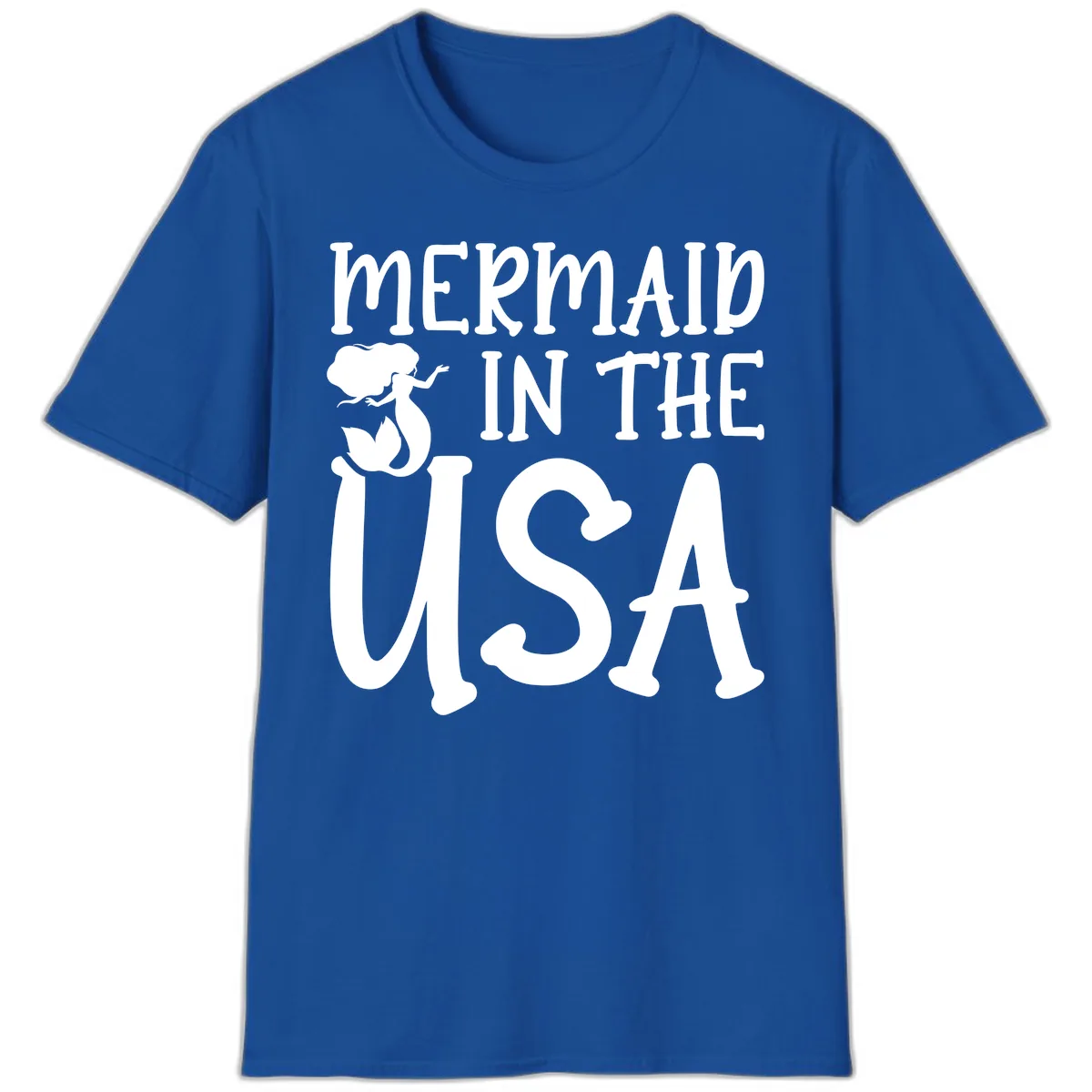 Patriotic Mermaid In The USA Summer Graphic T-Shirt in Royal