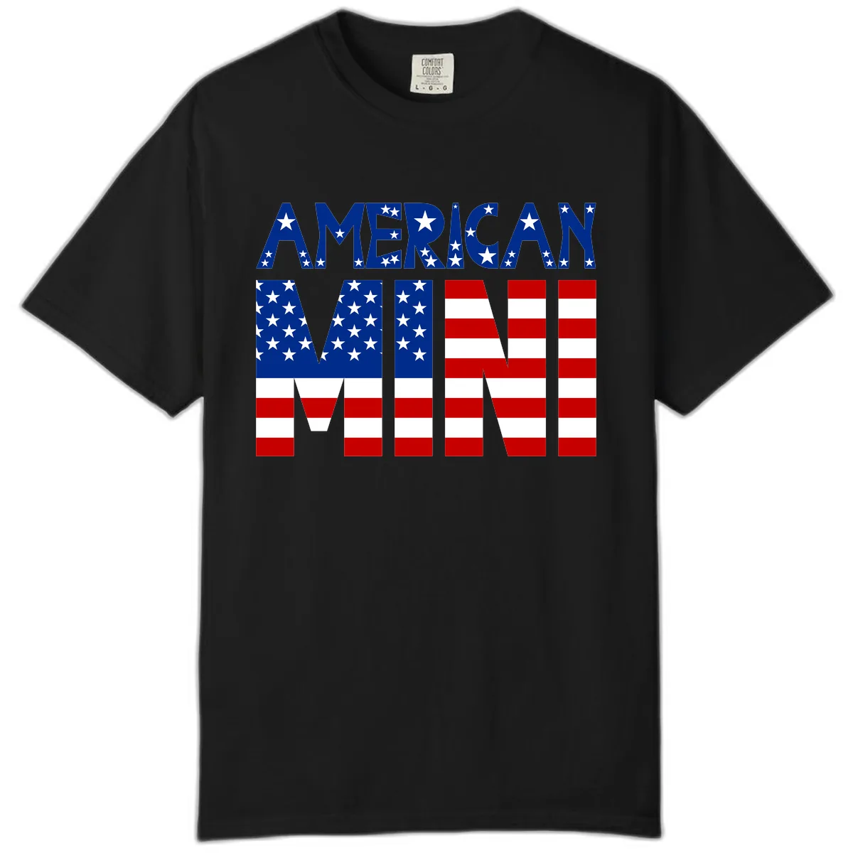 American Mini Flag Typography Design Comfort Color in Black