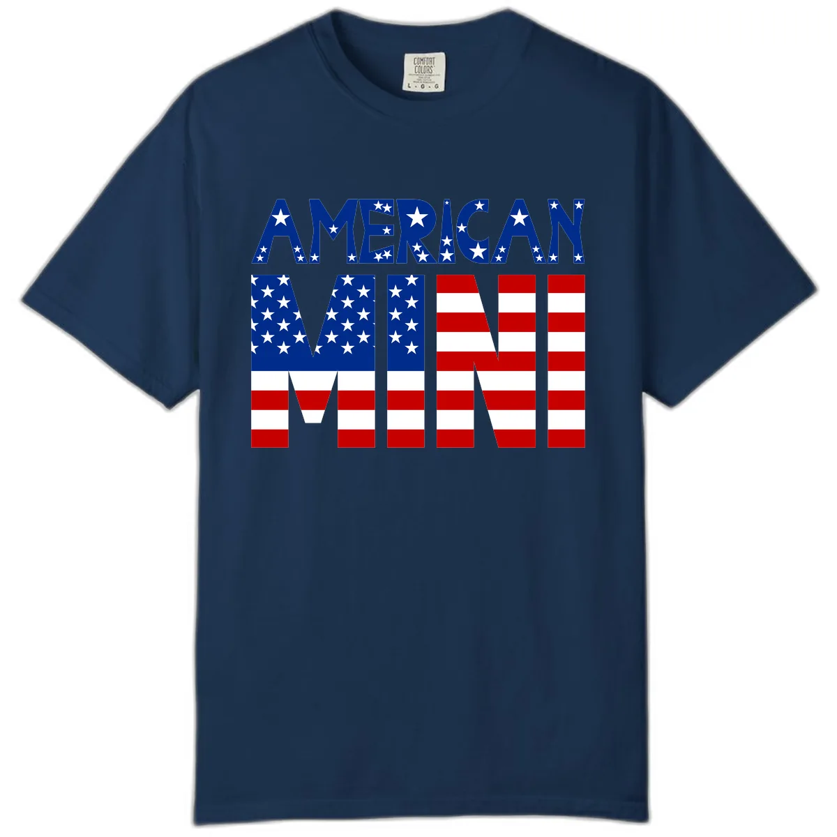 American Mini Flag Typography Design Comfort Color in Navy